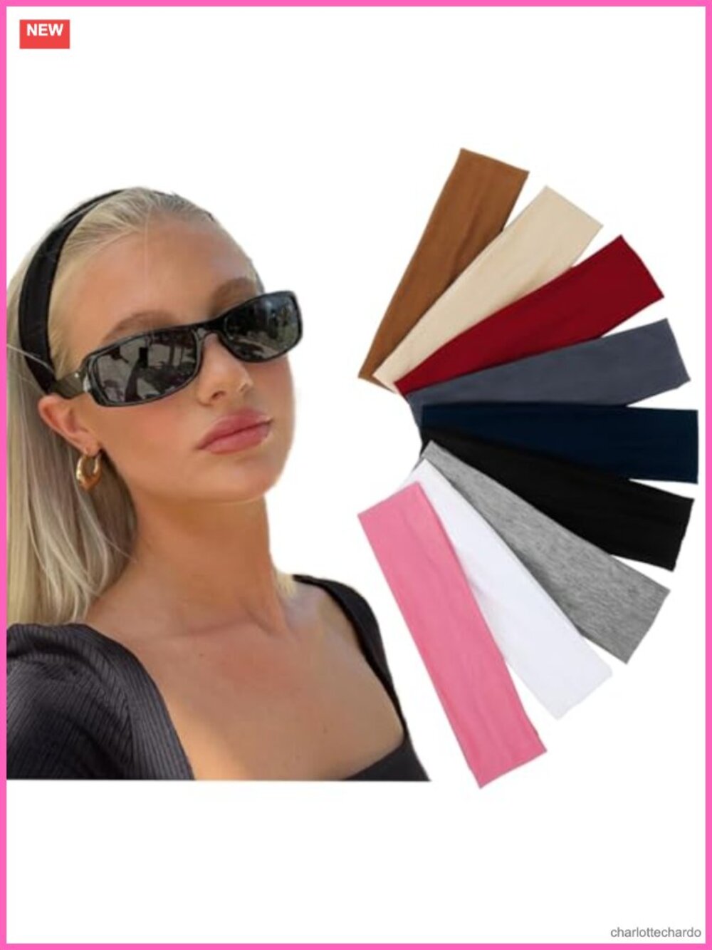 9 Pack Soft Elastic Non-Slip Headbands for Women, Stretchy Cloth Hair
